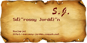 Sárossy Jordán névjegykártya
